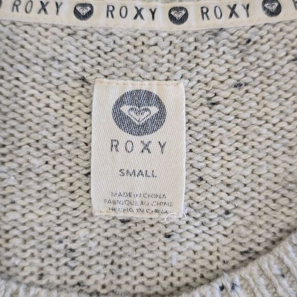 Roxy Light Gray Speckled Oversized Crew Neck Sweater - Size Small - Picture 4 of 12
